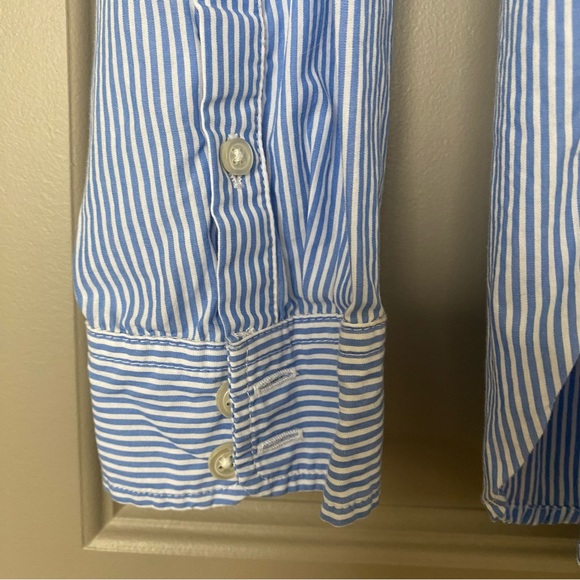 Talbots embroidered blue striped dress shirt, Size XS - Picture 9 of 9
